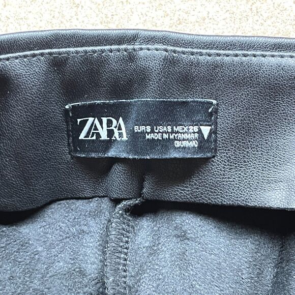 Zara‎ Pants Size Small Buttery Faux Leather Slim Jogger Zip Cuff Business Casual - Picture 7 of 12